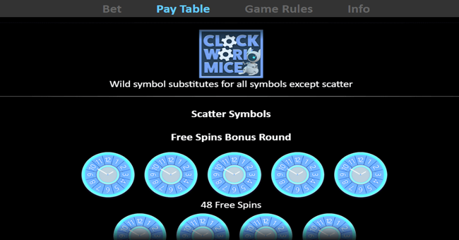 clockwork mice paytable 3 paytable