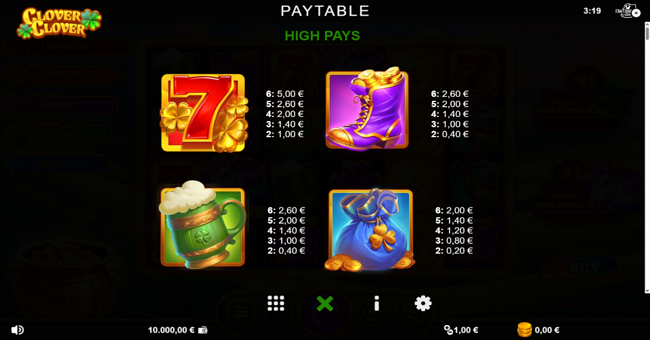 clover clover paytable 1 paytable