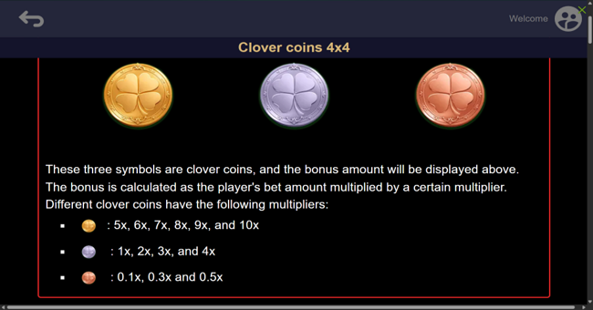 clover coins 4x4 hit the cash paytable 1 paytable