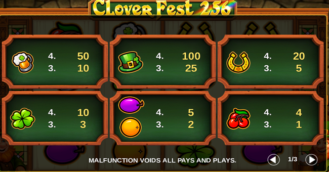 clover fest 256 paytable paytable