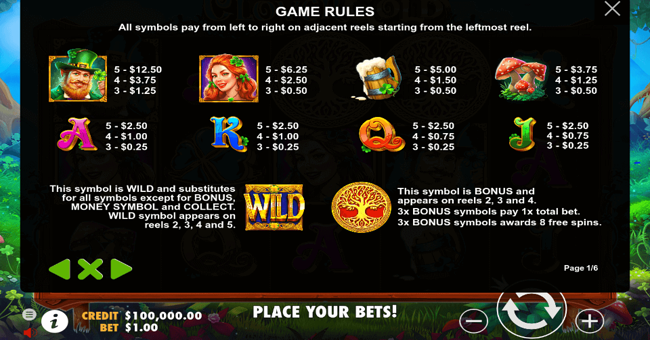 clover gold 1 paytable