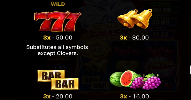 clover smash paytable 1 paytable