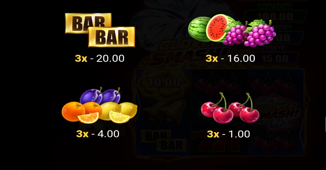 clover smash paytable 2 paytable