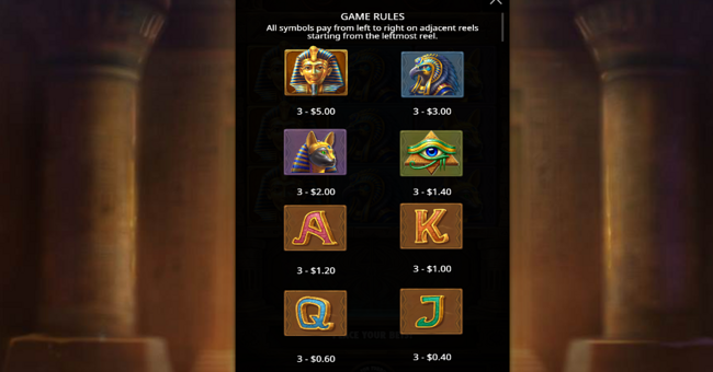 code of cairo paytable 1 paytable