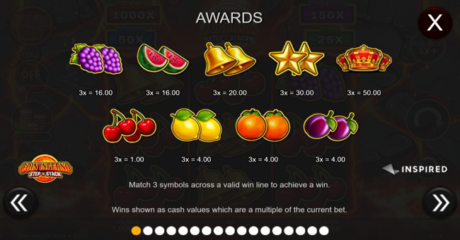 coin inferno step n stack paytable 1 paytable