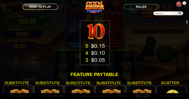 coin kingdom egyptian paytable 1 paytable