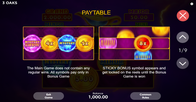 coin lamp paytable 1 paytable