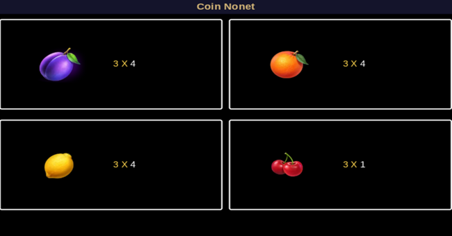 coin nonet hold and win paytable 3 paytable