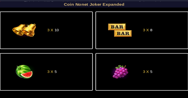coin nonet joker expanded paytable 2 paytable