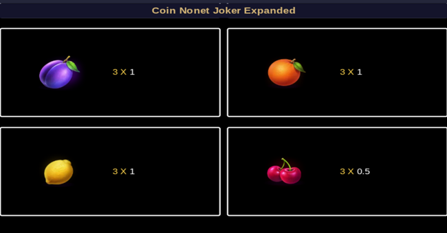 coin nonet joker expanded paytable 3 paytable