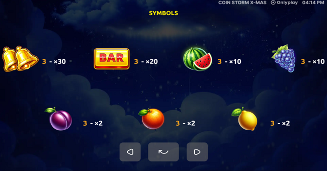 coin storm xmas paytable 1 paytable