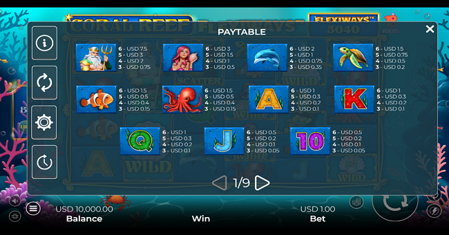 coral reef flexiways paytable paytable