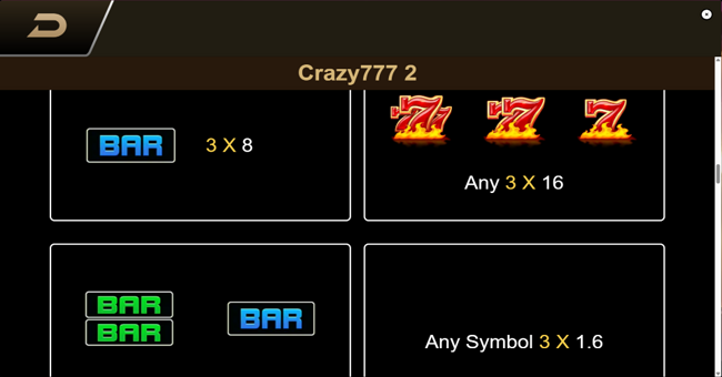 crazy 777 2 paytable 1 paytable