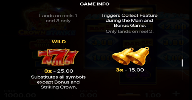 crown strike hold and win paytable 1 paytable