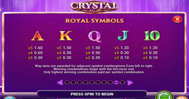 crystal hall paytable 3 paytable