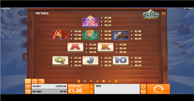 crystal queen paytable paytable