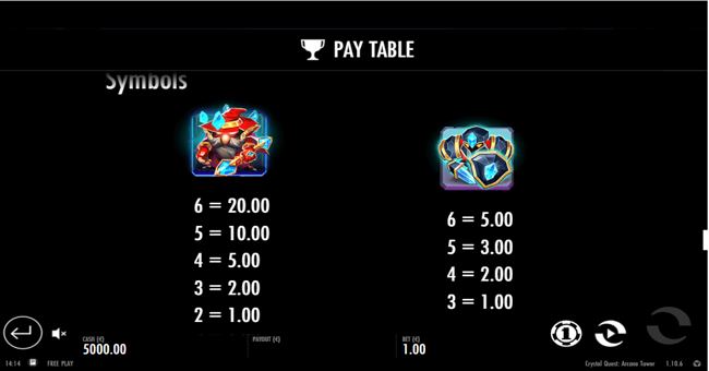 crystal quest arcane paytable paytable