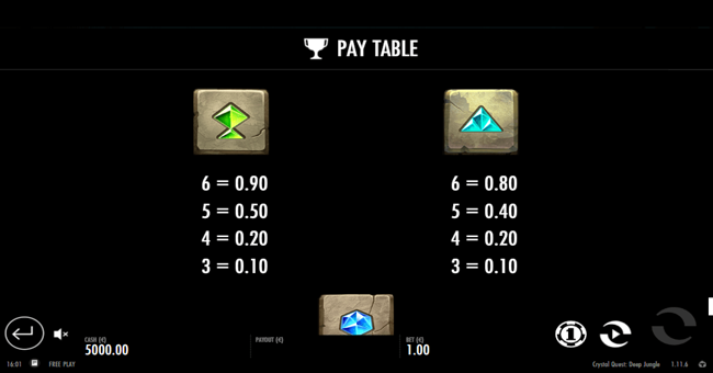 crystal quest deep jungle paytable5 paytable