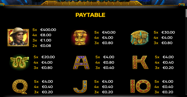 crystal skull paytable 1 paytable