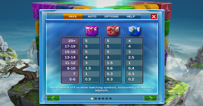 crystal towers paytable 1 paytable