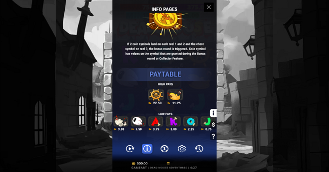 dead mouse adventures paytable paytable