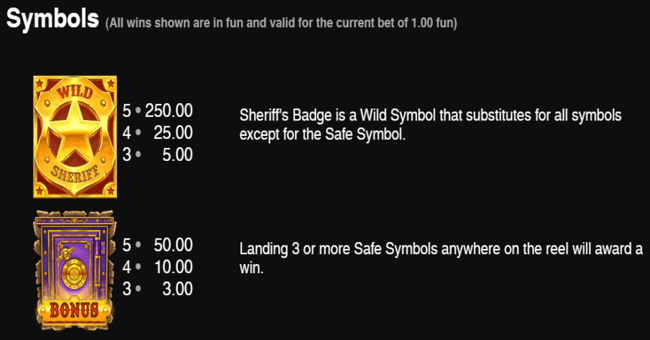 deadly 5 paytable 1 paytable