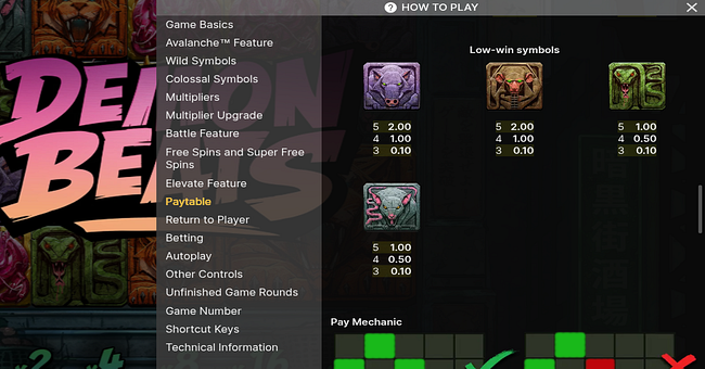 demon beats paytable 2 paytable