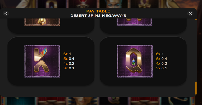 desert spins megaways paytable 3 paytable