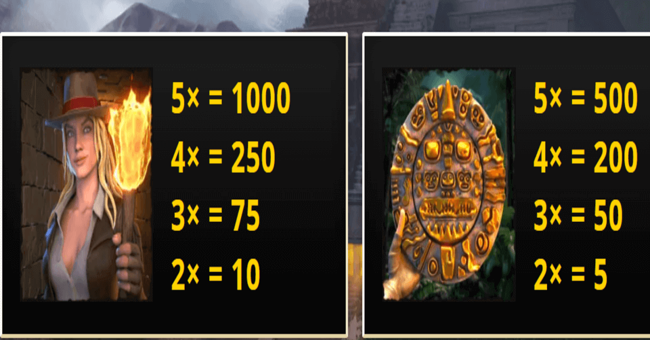 destiny wild and the book of mayans paytable paytable