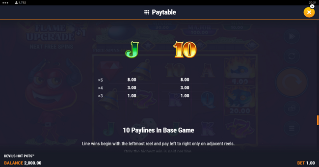 devils hot pots paytable 5 paytable