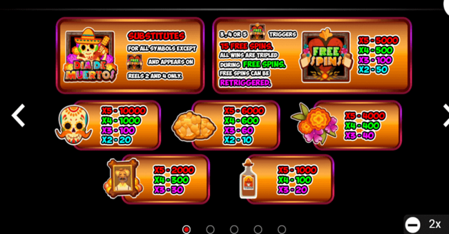 dia de muertos paytable 1 paytable