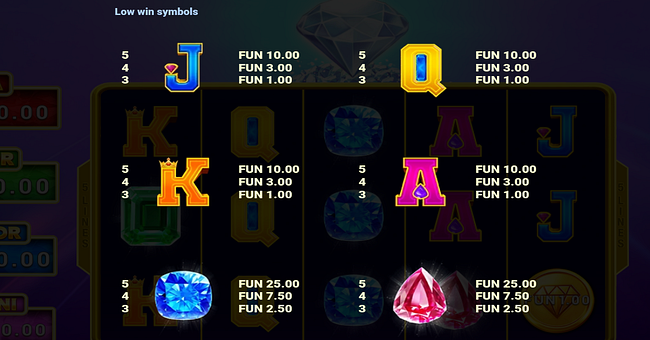 diamond charge extra paytable 1 paytable
