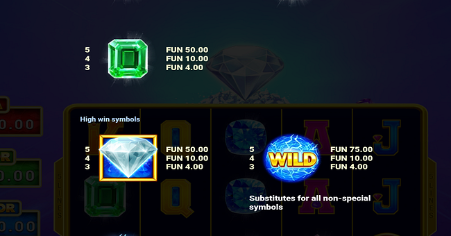 diamond charge extra paytable 2 paytable