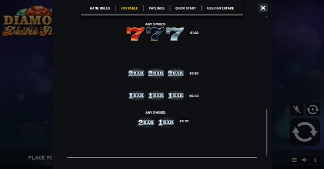 diamond desire flame paytable 3 paytable