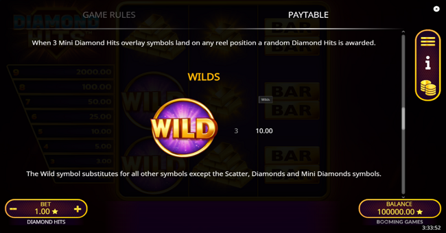 diamond hits paytable 2 paytable