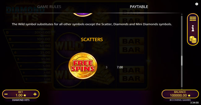 diamond hits paytable 3 paytable