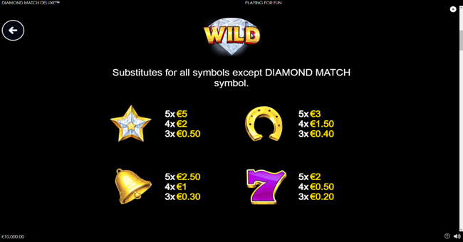 diamond match deluxe paytable 1 paytable