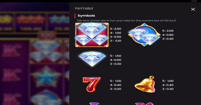 diamond supernova 100 paytable 1 paytable