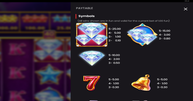 diamond supernova 40 paytable 1 paytable