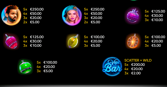 diamond vapor paytable 2 paytable