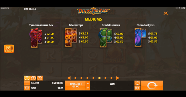 dinosaur rage paytable 1 paytable