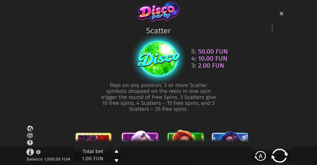 disco party paytable 1 paytable