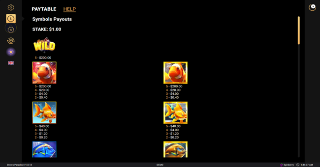 divers paradise paytable 3 paytable