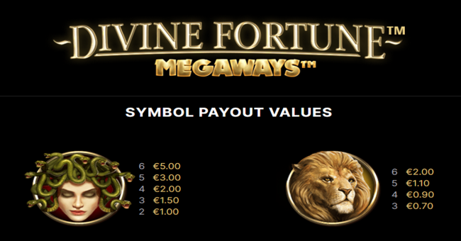 divine fortune megaways paytable 1 paytable