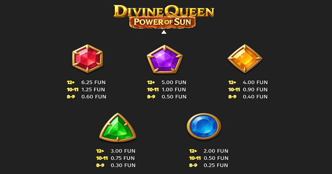 divine queen power of sun paytable 2 paytable