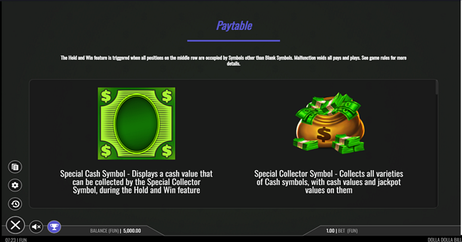 dolla dolla bill paytable 2 paytable