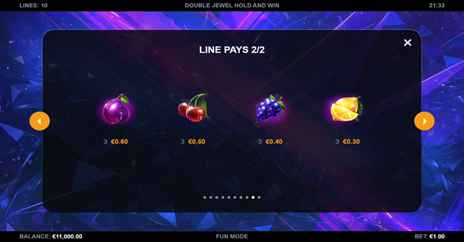 double jewel hold and win paytable 2 paytable