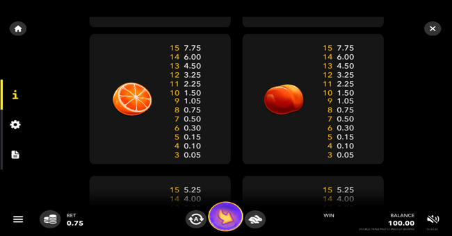 double triple fruits paytable3 paytable