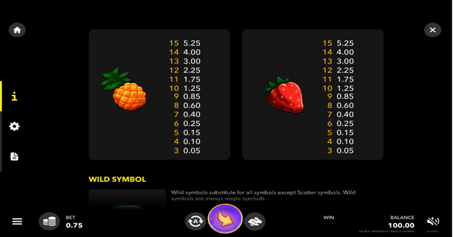 double triple fruits paytable4 paytable