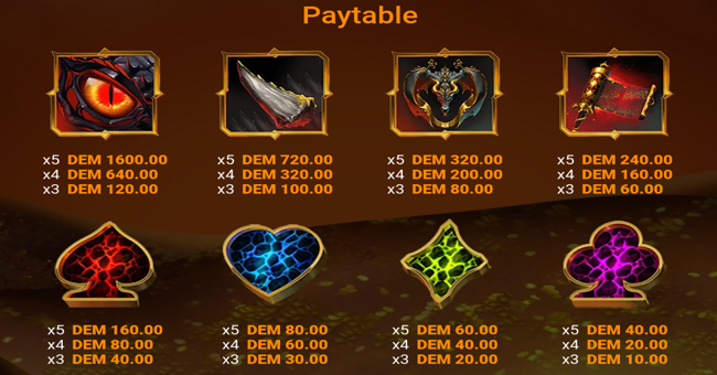 dracos gold paytable paytable